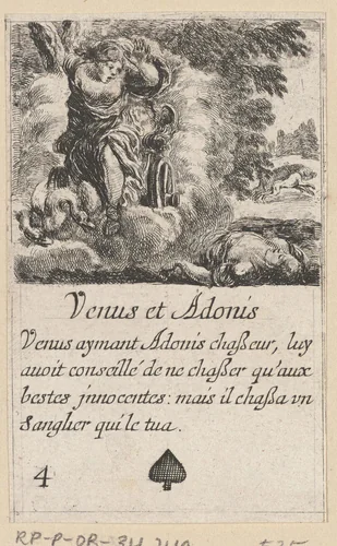 Venus and Adonis by Stefano della Bella, print, 1620-1664
