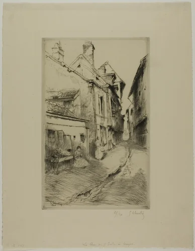 The School Street, Troyes by Gustave Leheutre, print, 1902