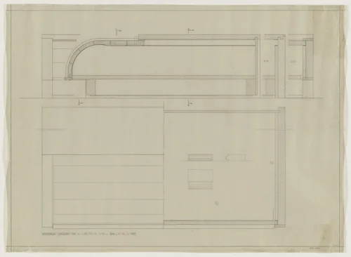 Design for Telefunken Record Player, Model 4, Concertino record-player. Elevations and sections by Lilly Reich, mies van der rohe archive, 1939