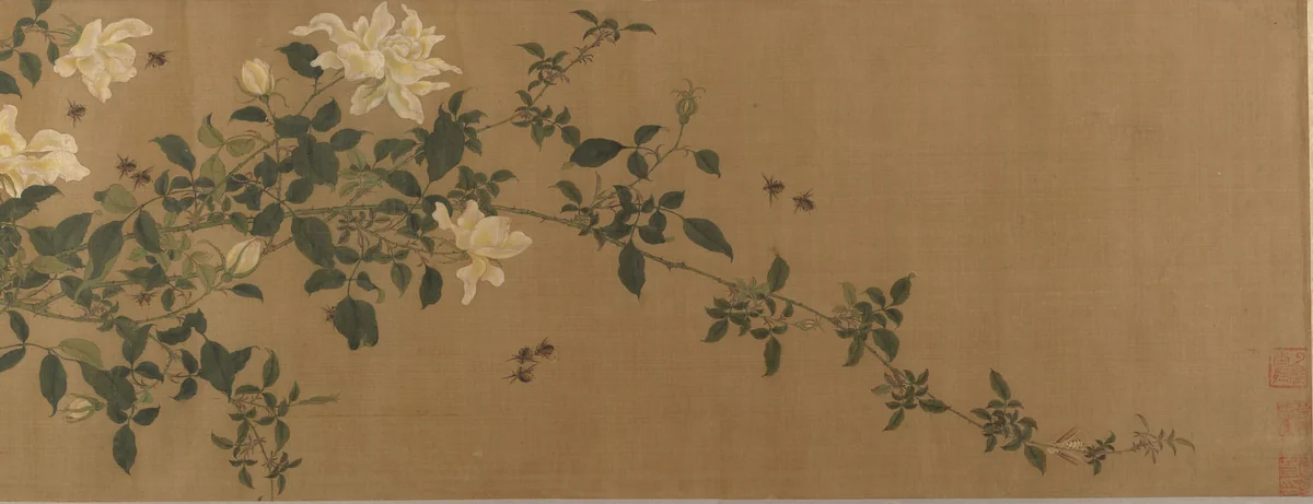 Yellow Roses and Bees, Pink Roses and Wasps by Unidentified Artist, painting, 1644-1911