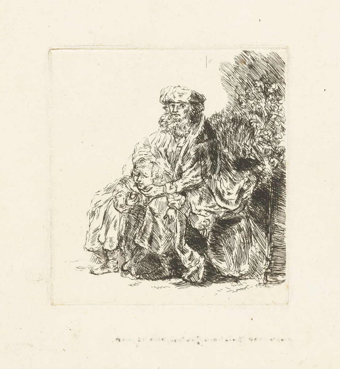 Abraham caressing Isaac by Christina Chalon, print, 1761