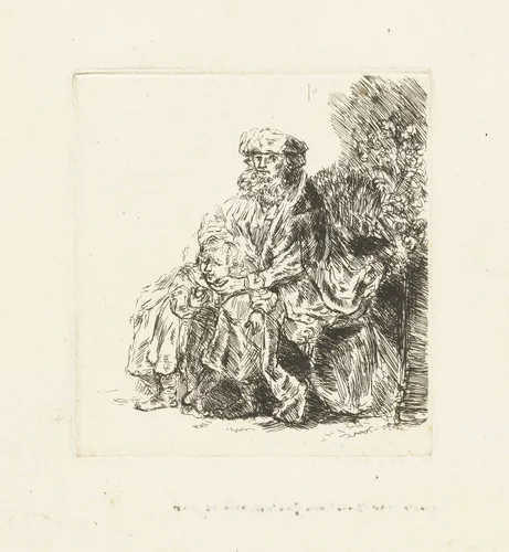 Abraham caressing Isaac by Christina Chalon, print, 1761