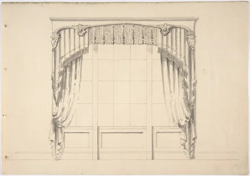 Design for Fringed Curtains by anonymous, drawing, 1800-1850