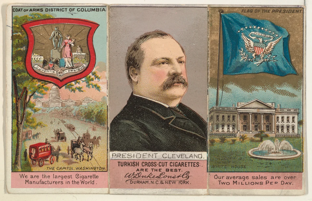 President Cleveland, District of Columbia, from "Governors, Arms, Etc." series (N133-1), issued by Duke Sons & Co. by W. Duke, Sons & Co., print, 1885-1892