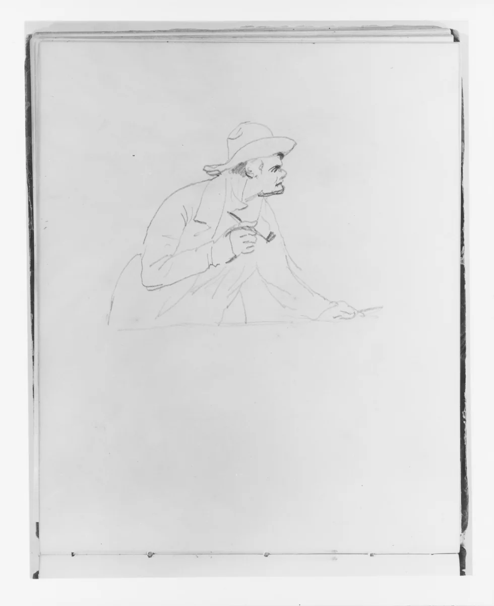 Man with a Pipe (from Sketchbook) by Francis William Edmonds, artwork, 1835-1839