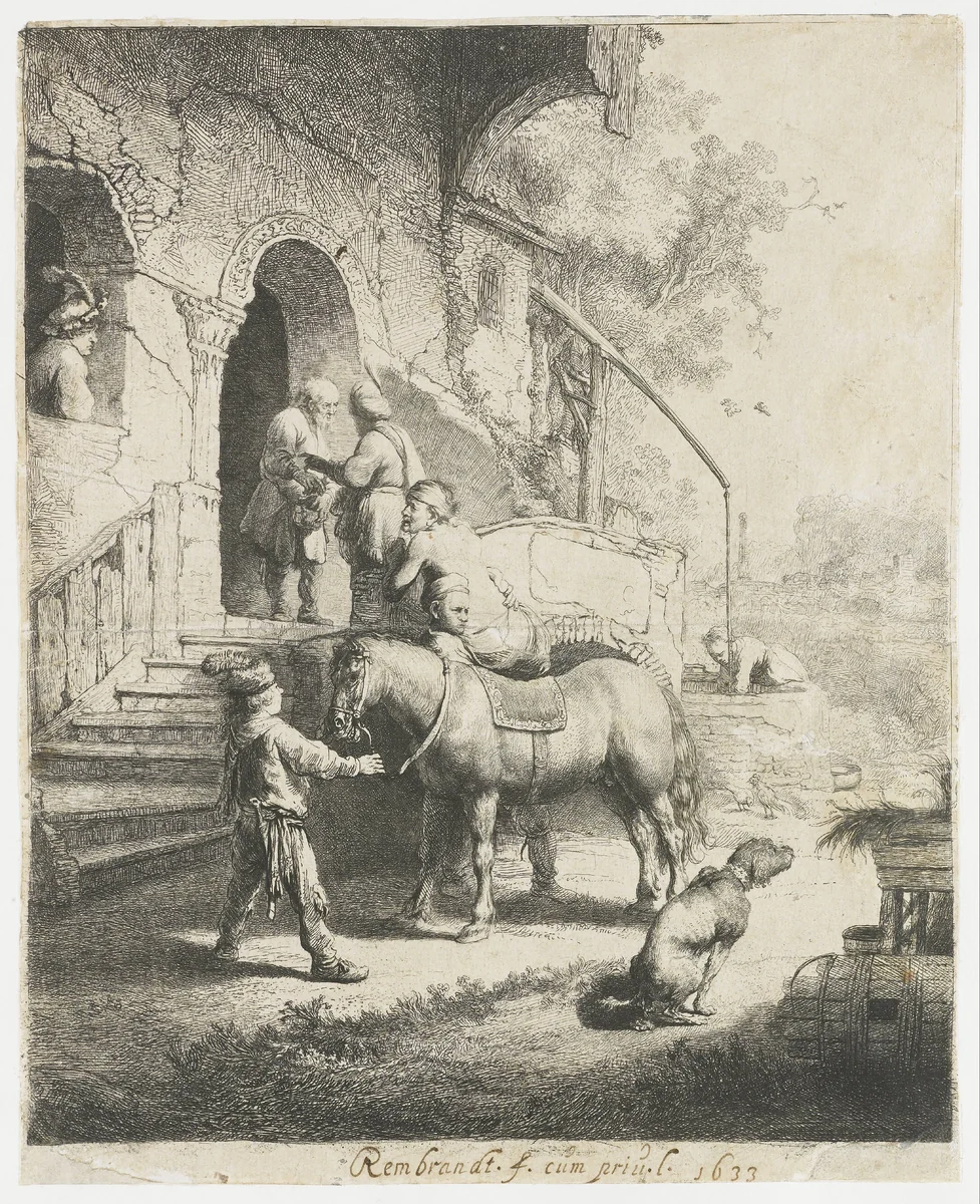 The good Samaritan by Rembrandt van Rijn, print, 1633