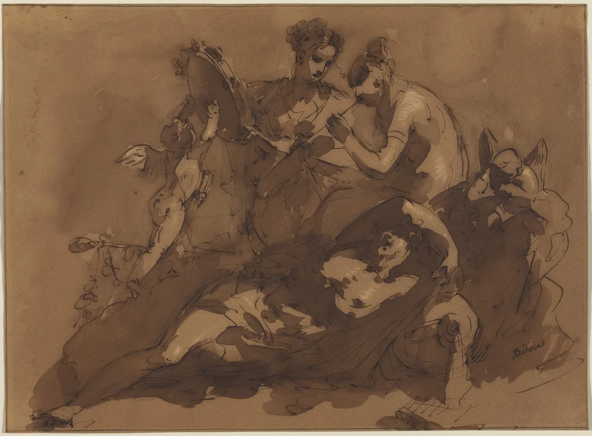 A Mythological Scene with Sea Gods by Giuseppe Bernardino Bison, drawing, 1762-1844