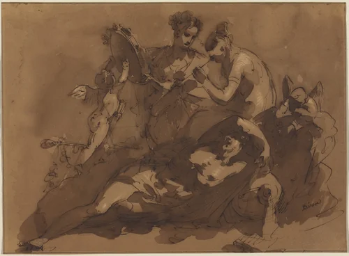A Mythological Scene with Sea Gods by Giuseppe Bernardino Bison, drawing, 1762-1844