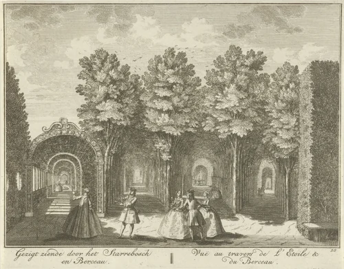 Gezicht op het Sterrenbos in de tuin van Huis ter Meer te Maarssen by Hendrik de Leth, print, 1740