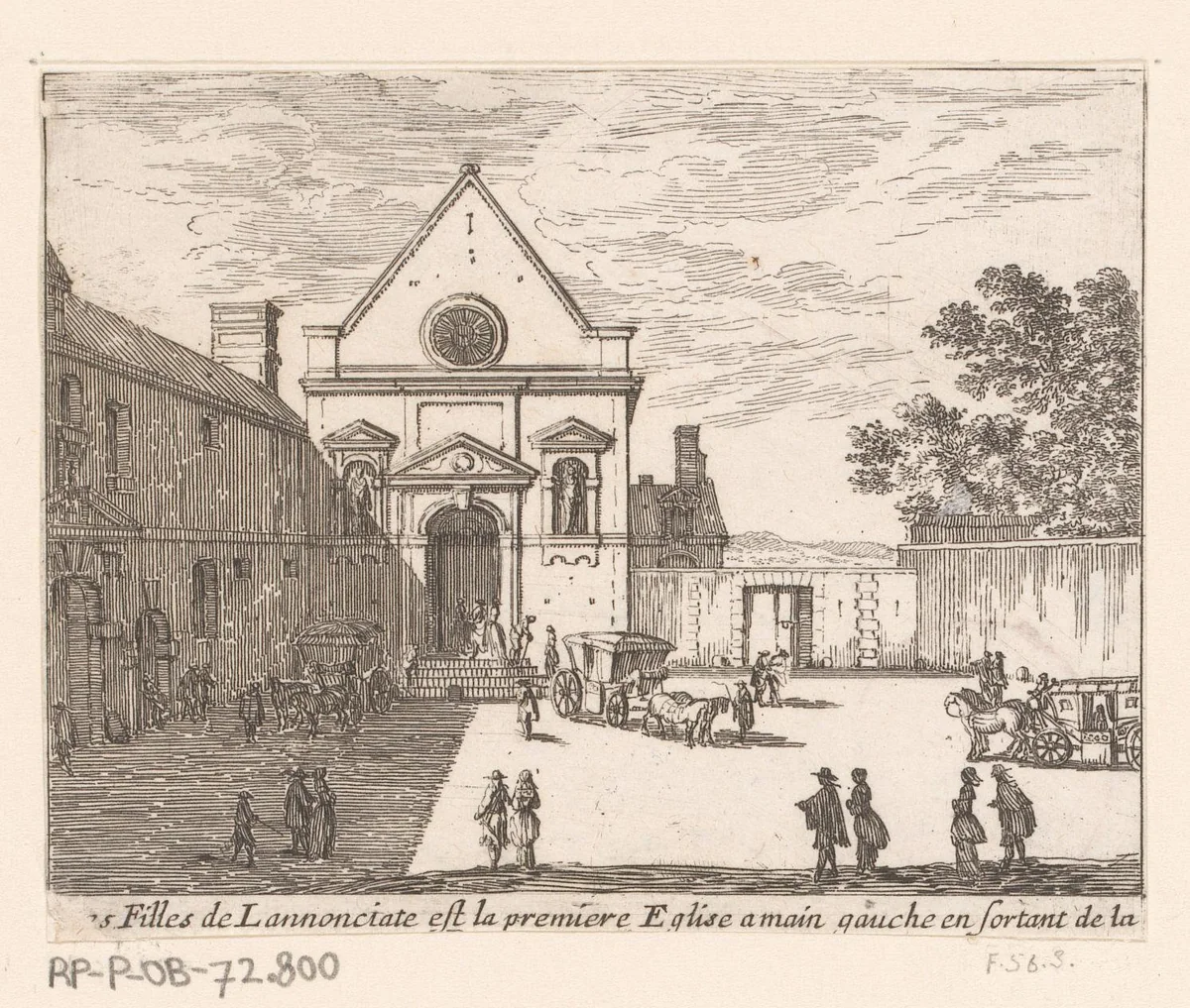 Gezicht op de Église de l'Annonciation by Israël Silvestre, print, 1631-1661