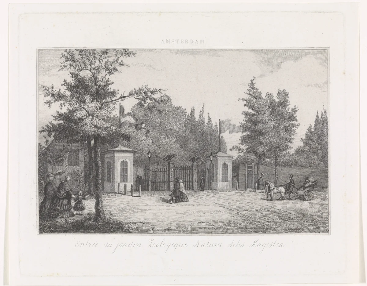 Ingang van Artis, Amsterdam by Edouard Taurel, print, 1838-1892