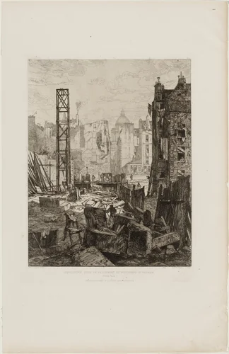 Démolitions pour le percement du Boulevard Saint-Germain (Demolitions for the Construction of the Boulevard St. Germain, Paris) by Maxime Lalanne, print, 1862