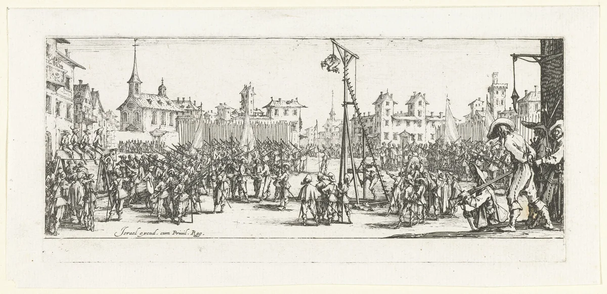 Strafmaatregelen: de wipgalg by Jacques Callot, print, 1633