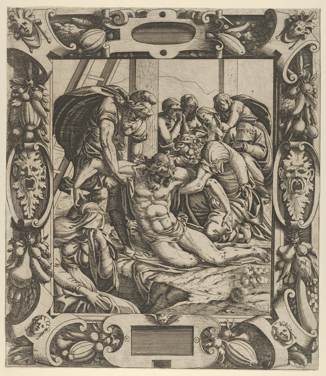 Christ's Deposition from the Cross by Jean Mignon, print, 1539-1549