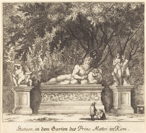 Gardens of Prince Mattei, Rome by Melchior Küsel; Johann Wilhelm Baur, print, 1681