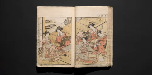Mirror of Yoshiwara Beauties (Seirō bijin awase sugata kagami) 青楼美人合姿鏡 by Katsukawa Shunshô (勝川春章), book, 1776