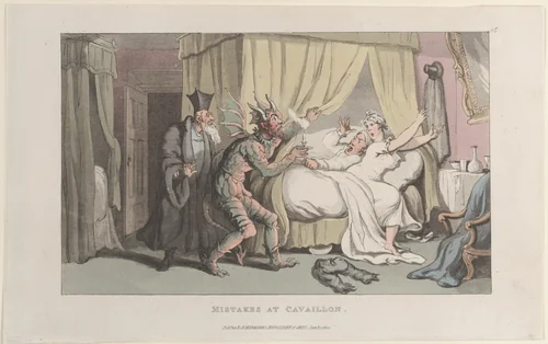 Mistakes at Cavaillon, from "Journal of Sentimental Travels in the Southern Provinces of France, Shortly Before the Revolution" by Thomas Rowlandson, print, 1822