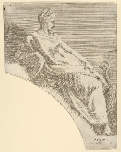 Juno, from "Twelve Muses and Goddesses" by Léon Davent, print, 1540-1556