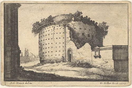 Ruins of a Round Building, from "Roman Ruins" by Wenceslaus Hollar, print, 1673