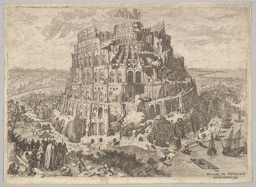 The Tower of Babel by Anton Joseph von Prenner, print, 1683-1761