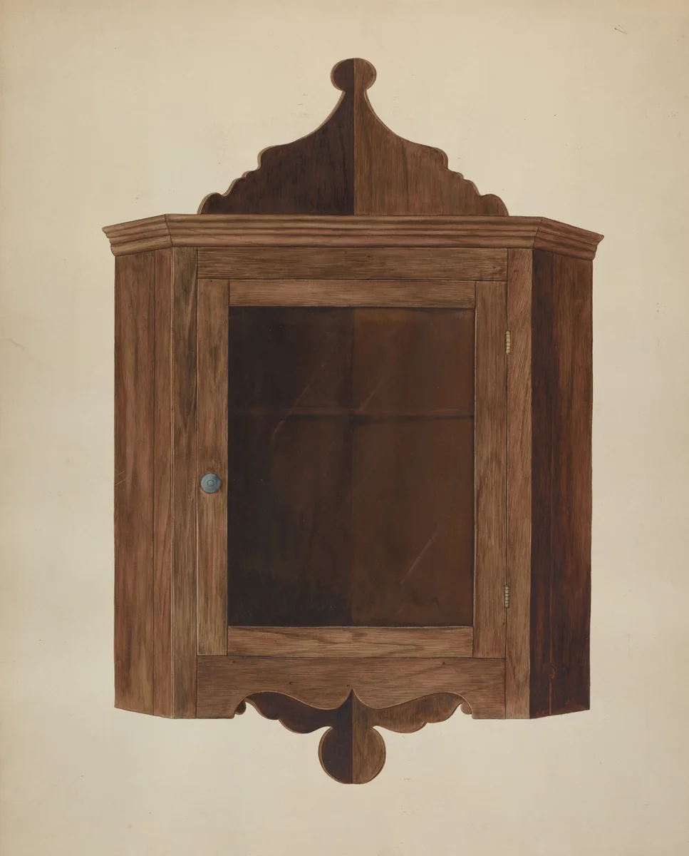 Hanging Corner Cupboard by Wilbur M Rice, index of american design, 1938