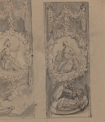 Decorative Motifs with Garlands (verso) by Gerrit van Honthorst, drawing, 1620-1629
