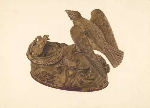 Toy Bank: Bird Feeding its Young by American 20th Century, index of american design, 1935-1942