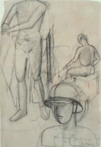 Soldier by Mario Sironi, drawing, 1914