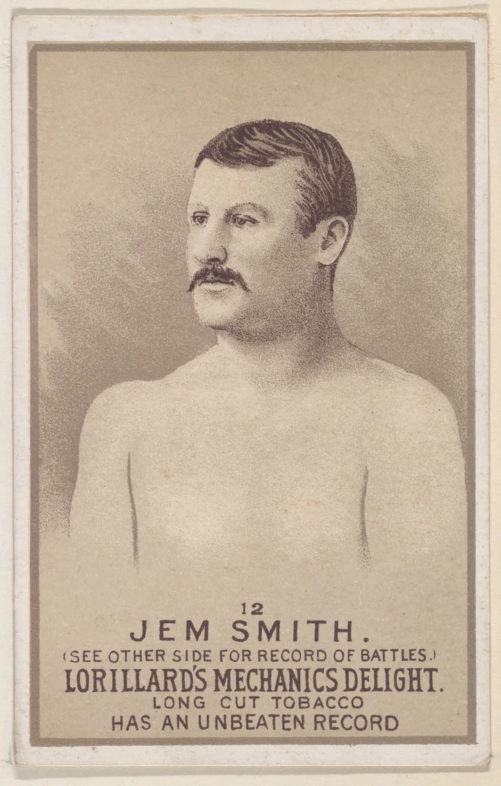 Card 12, Jem Smith, from the Prizefighters series (N269) issued by P. Lorillard Company to promote Mechanics Delight Long Cut Tobacco by P. Lorillard Company, print, 1887