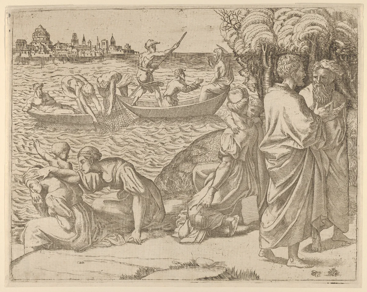 The Miraculous Draught of Fishes by anonymous, print, 1540-1550