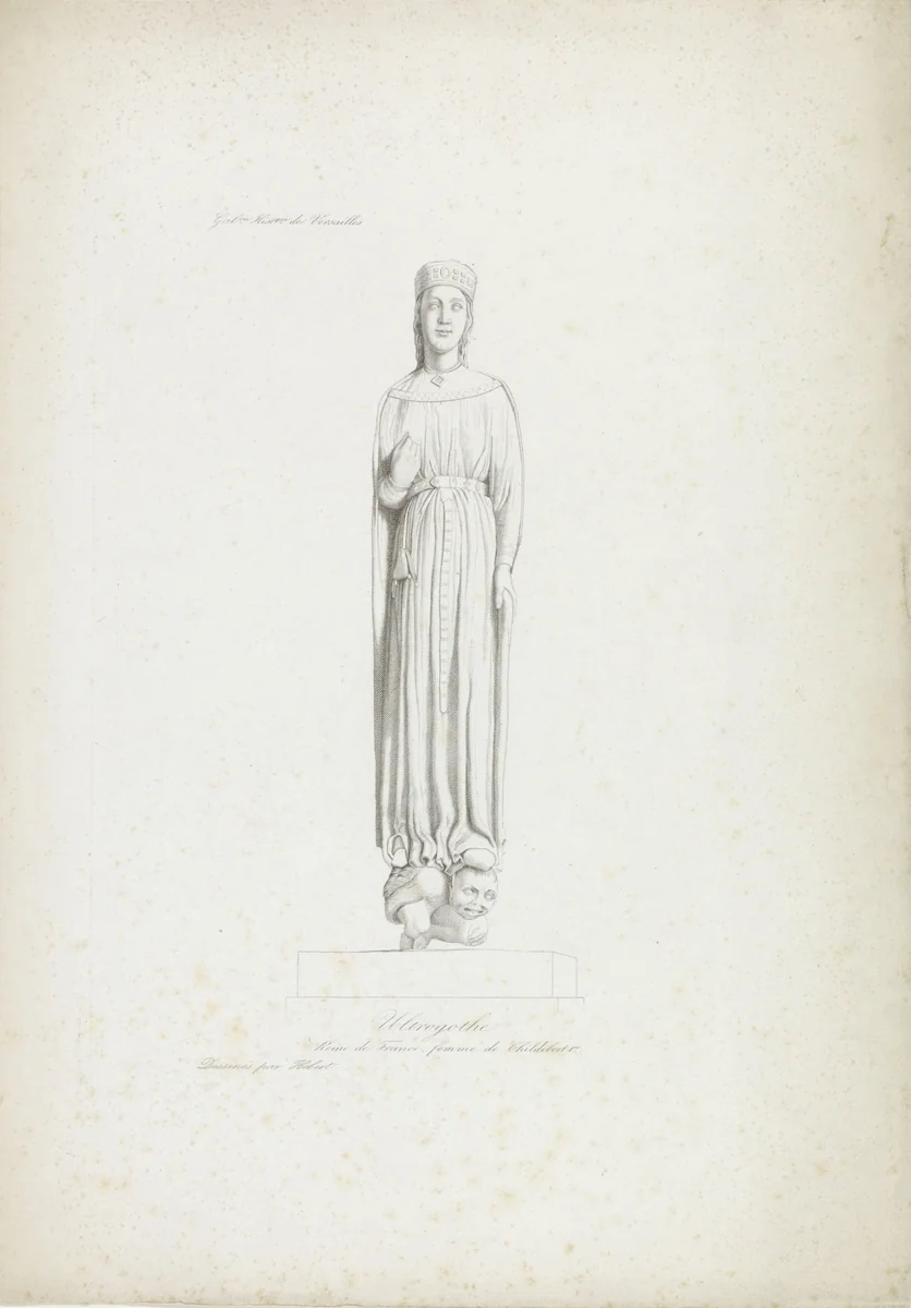 Sculptuur van Ultrogothe, koningin der Franken by Jacopo Bernardi, print, 1818-1848