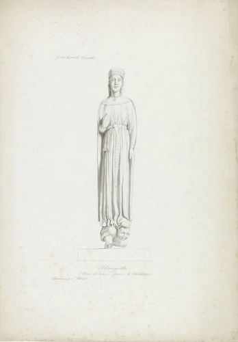 Sculptuur van Ultrogothe, koningin der Franken by Jacopo Bernardi, print, 1818-1848