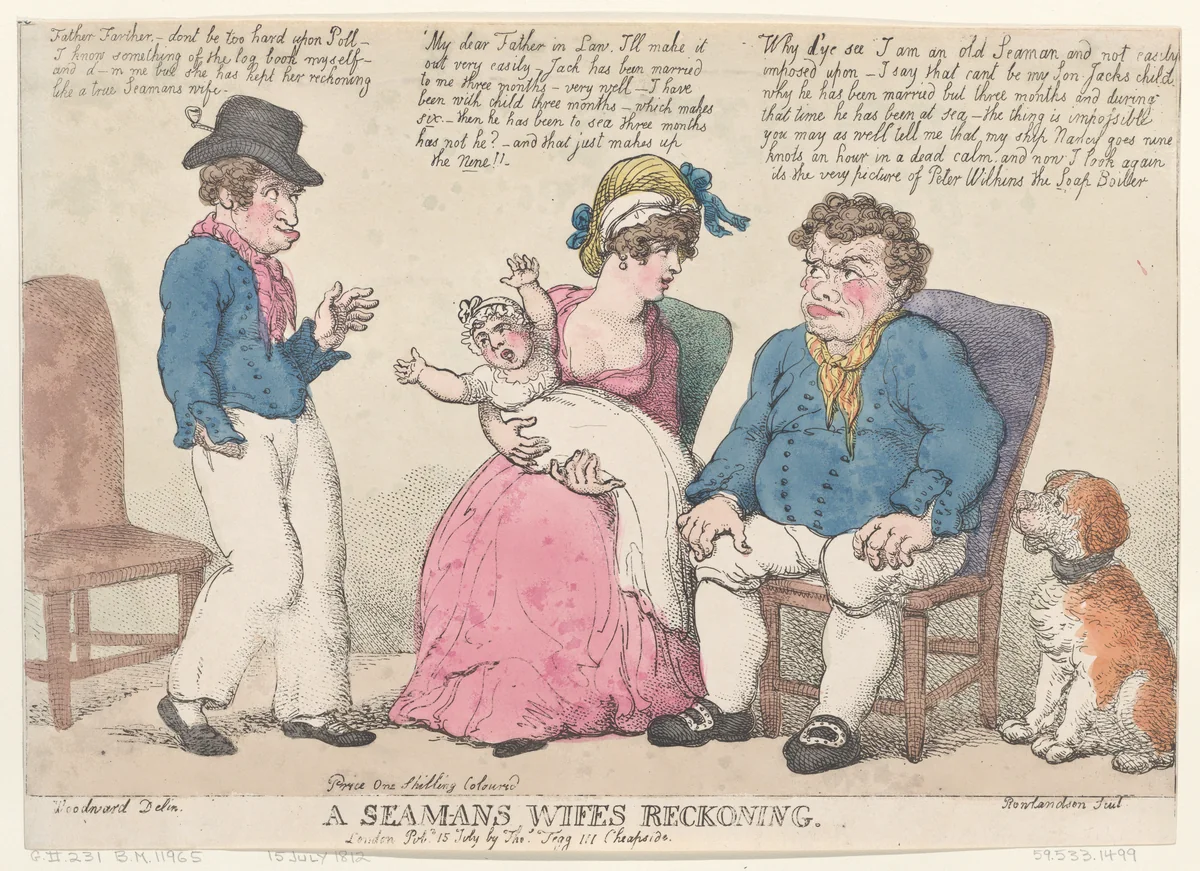 A Seaman's Wife's Reckoning by Thomas Rowlandson, print, 1812
