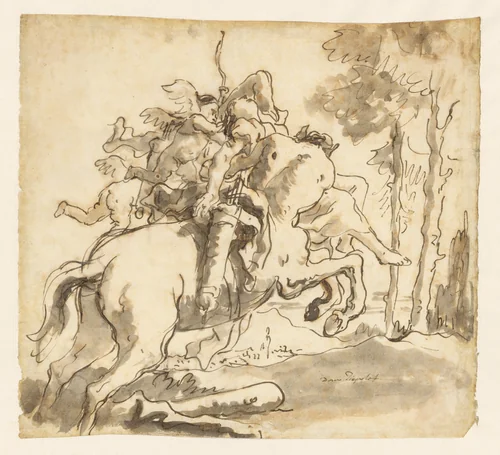 Centaur Carrying Off a Nymph by Giovanni Domenico Tiepolo, drawing, 1736-1800