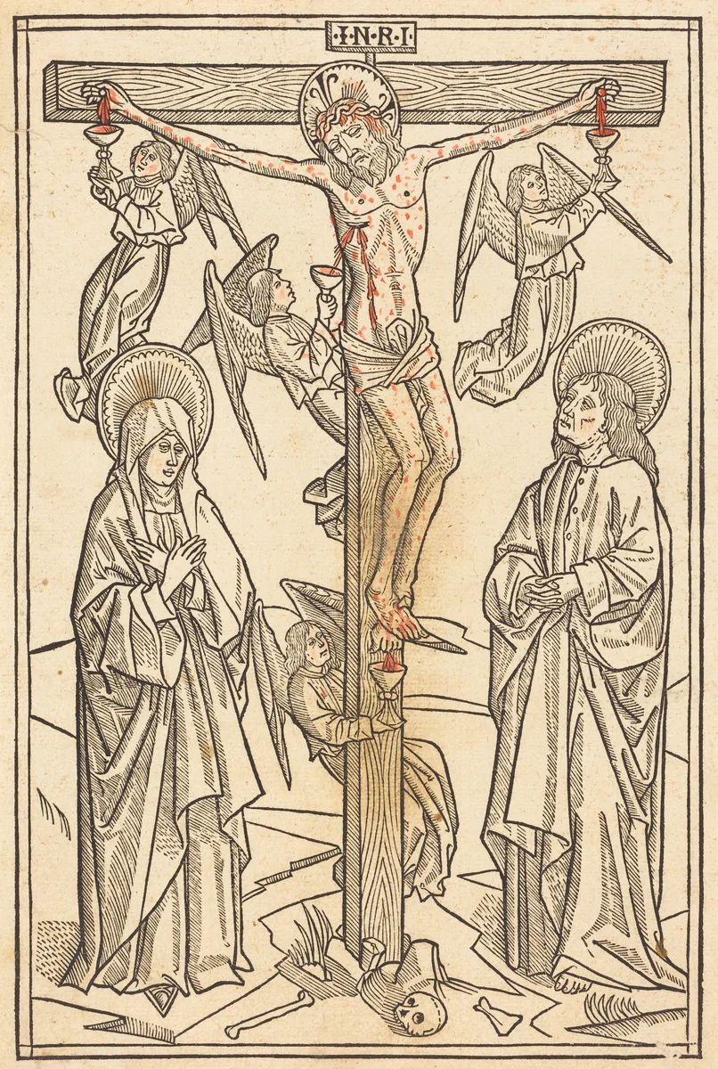 Christ on the Cross with Angels by German 15th Century, print, 1481
