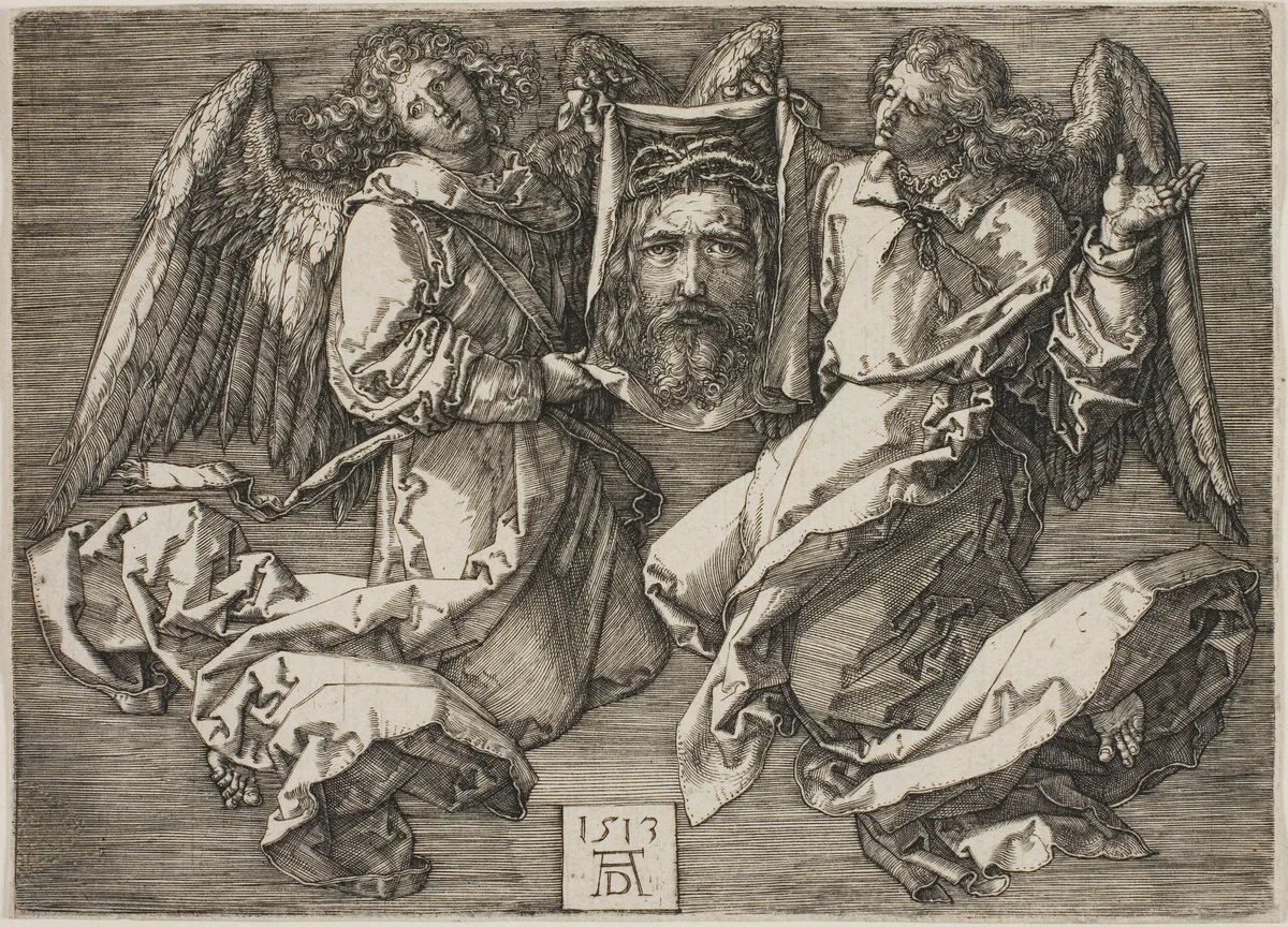 Sudarium Displayed by Two Angels by Albrecht Dürer, print, 1513
