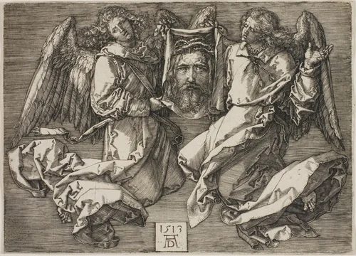 Sudarium Displayed by Two Angels by Albrecht Dürer, print, 1513