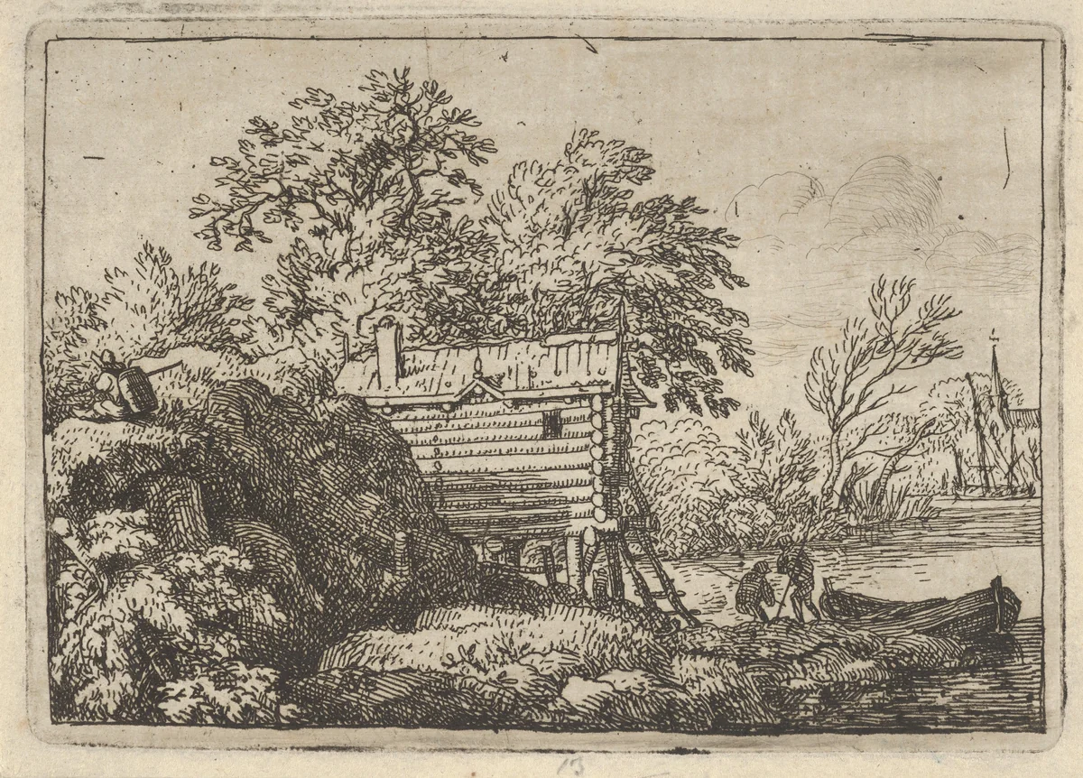 The Fisherman's Hut by Allart van Everdingen, print, 1621-1675