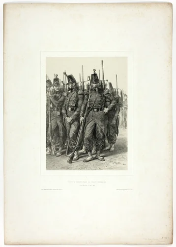 Ready to leave for the Eternal City, from Souvenirs d’Italie: Expédition de Rome by Denis Auguste Marie Raffet, print, 1850