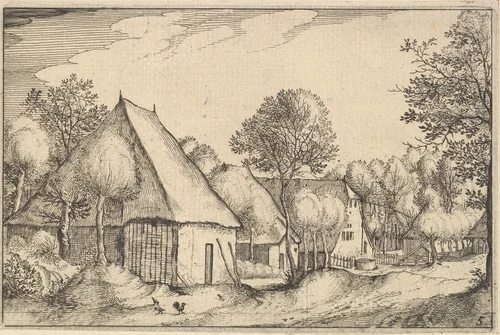 Farmyard, plate 5 from "Regiunculae et Villae Aliquot Ducatus Brabantiae" by Claes Jansz Visscher, print, 1605-1615