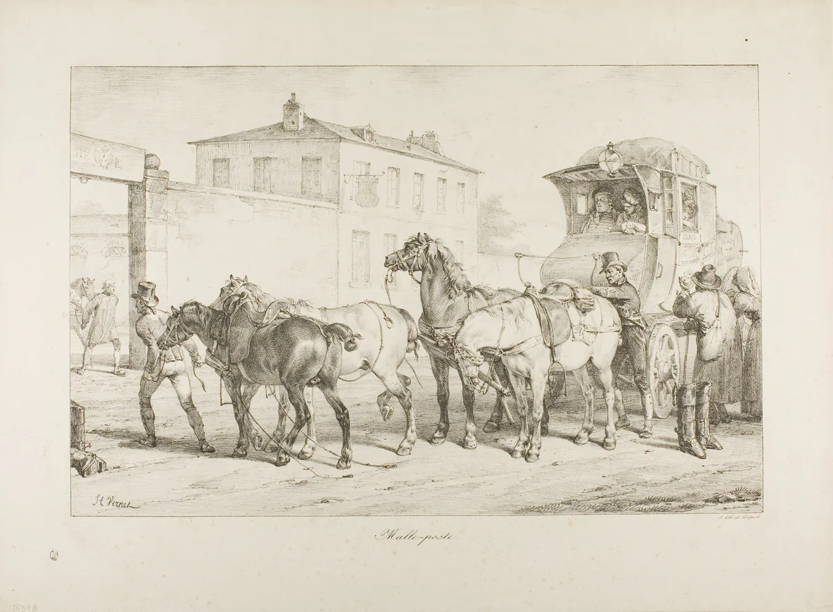 Mail Coach by Horace Vernet, print, 1818