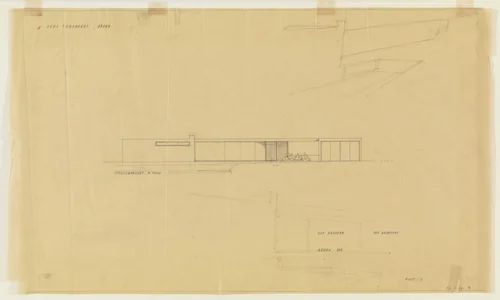 Tugendhat House, Brno, Czech Republic (Street side elevation) by Ludwig Mies van der Rohe, mies van der rohe archive, 1928