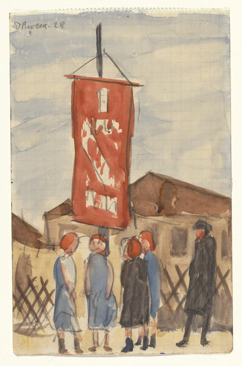 May Day, Moscow by Diego Rivera, drawing, 1928