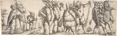 Procession of Monstrous Figures by Wendel Dietterlin, print, 1615
