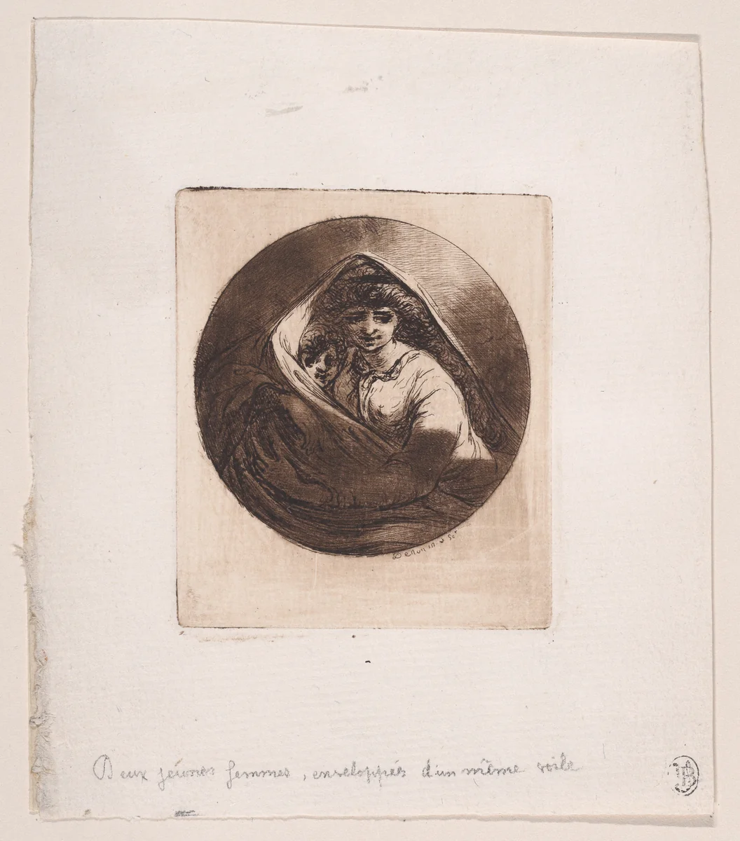 Woman and child seated, wrapped in a veil by Dominique Vivant Denon, print, 1747-1825