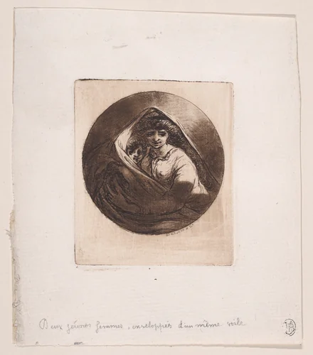 Woman and child seated, wrapped in a veil by Dominique Vivant Denon, print, 1747-1825