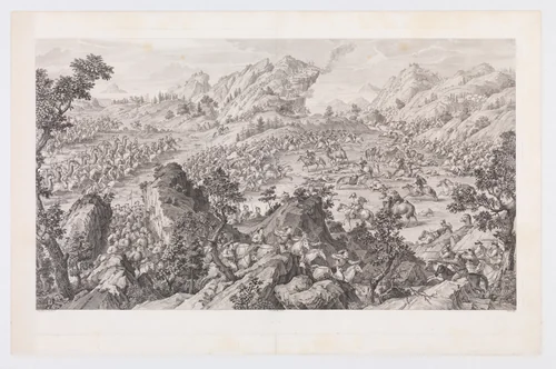 The Battle of Arcul by Benoit Louis Prevost, print, 1767-1774