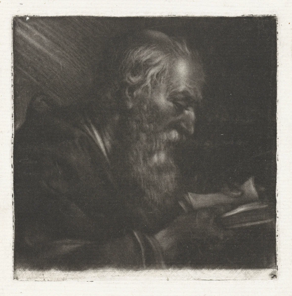 Oude man met een baard by Cornelis Troost, print, 1734