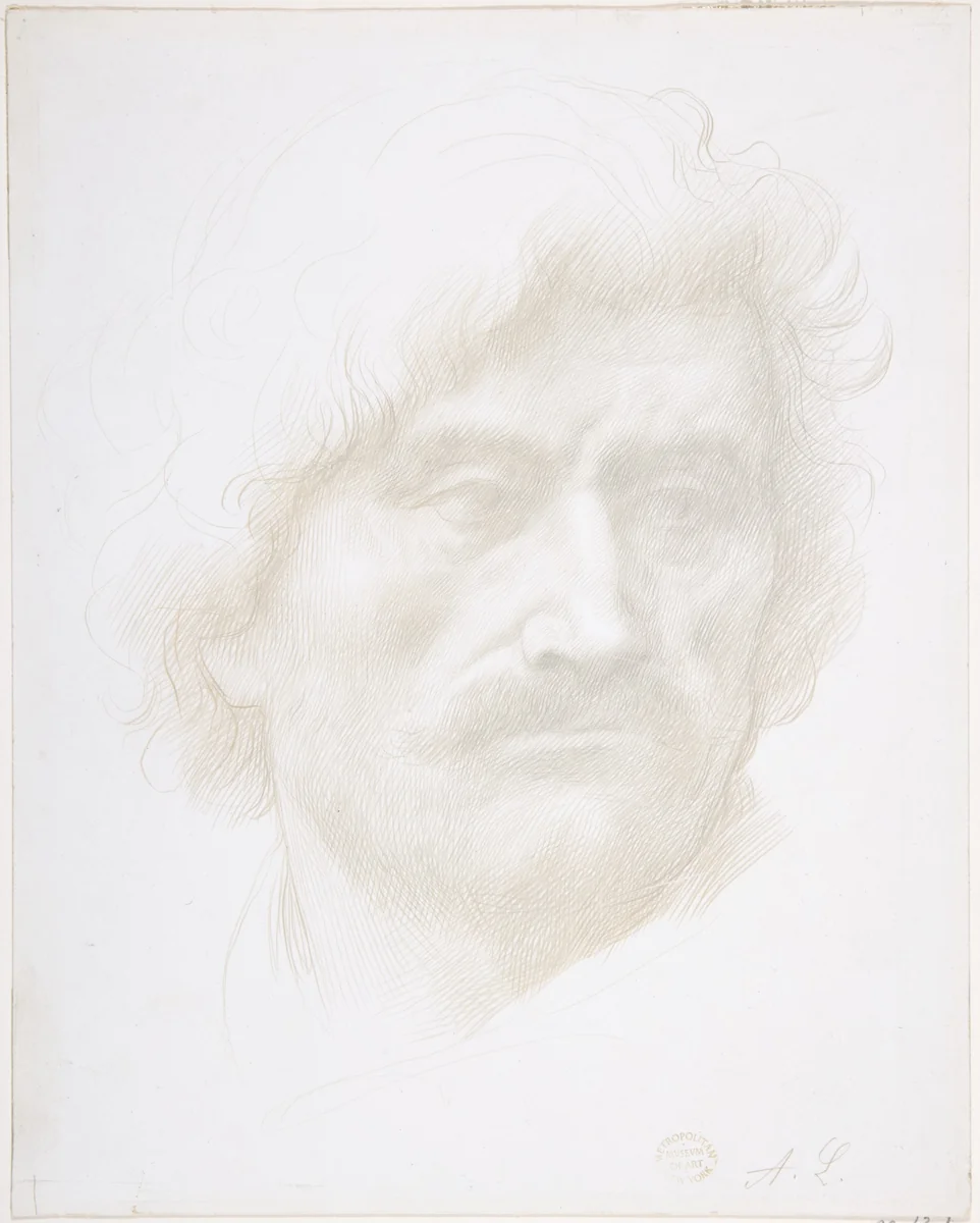 Head of a Man by Alphonse Legros, drawing, 1837-1911