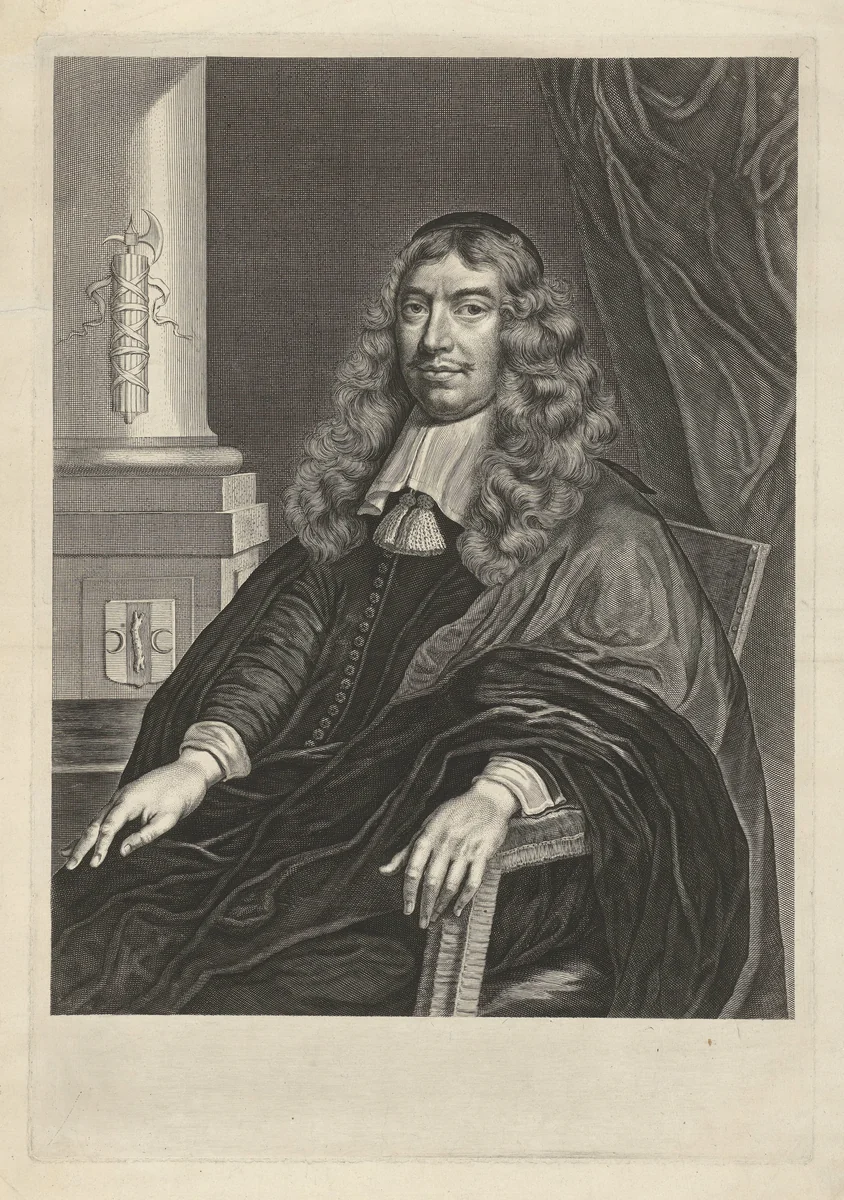 Portret van Gillis Valckenier op 50-jarige leeftijd by Theodor Matham, print, 1674